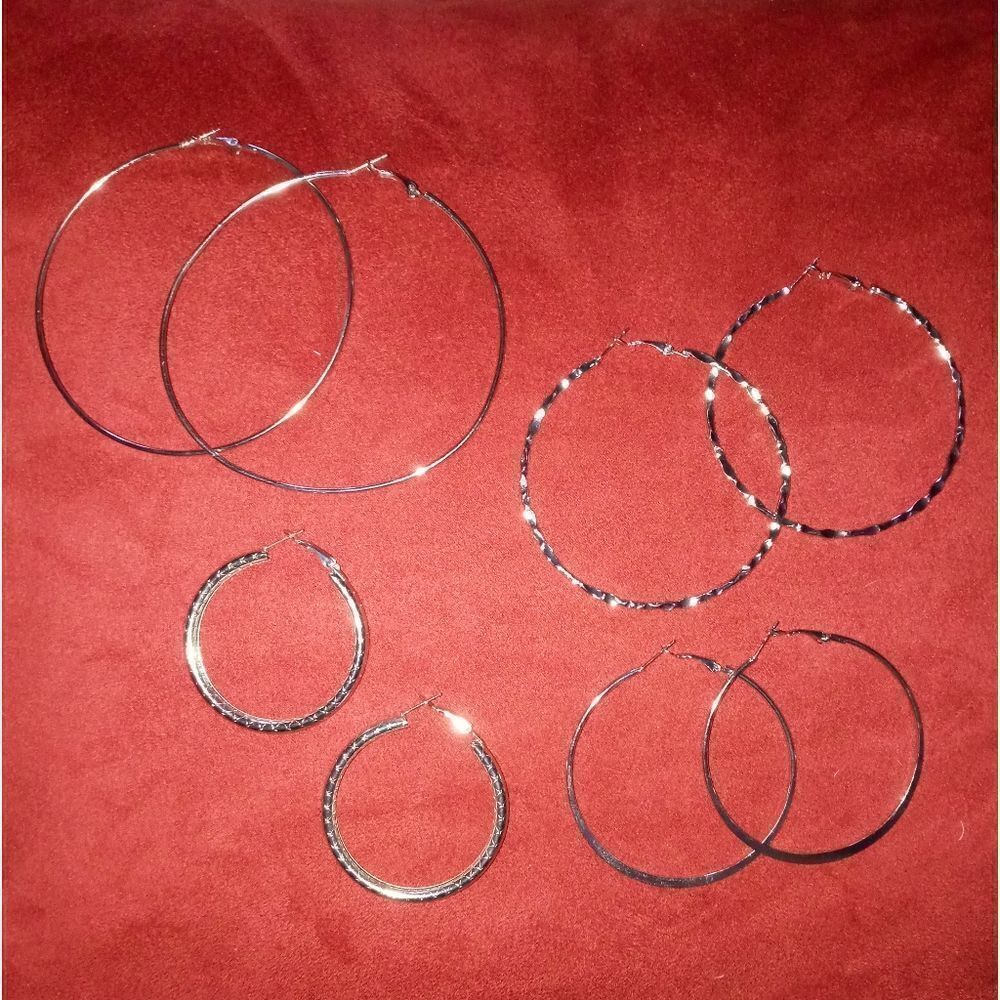 Cubic zirconia golf Or Silver Pair Of hoops - Picture 3 of 10